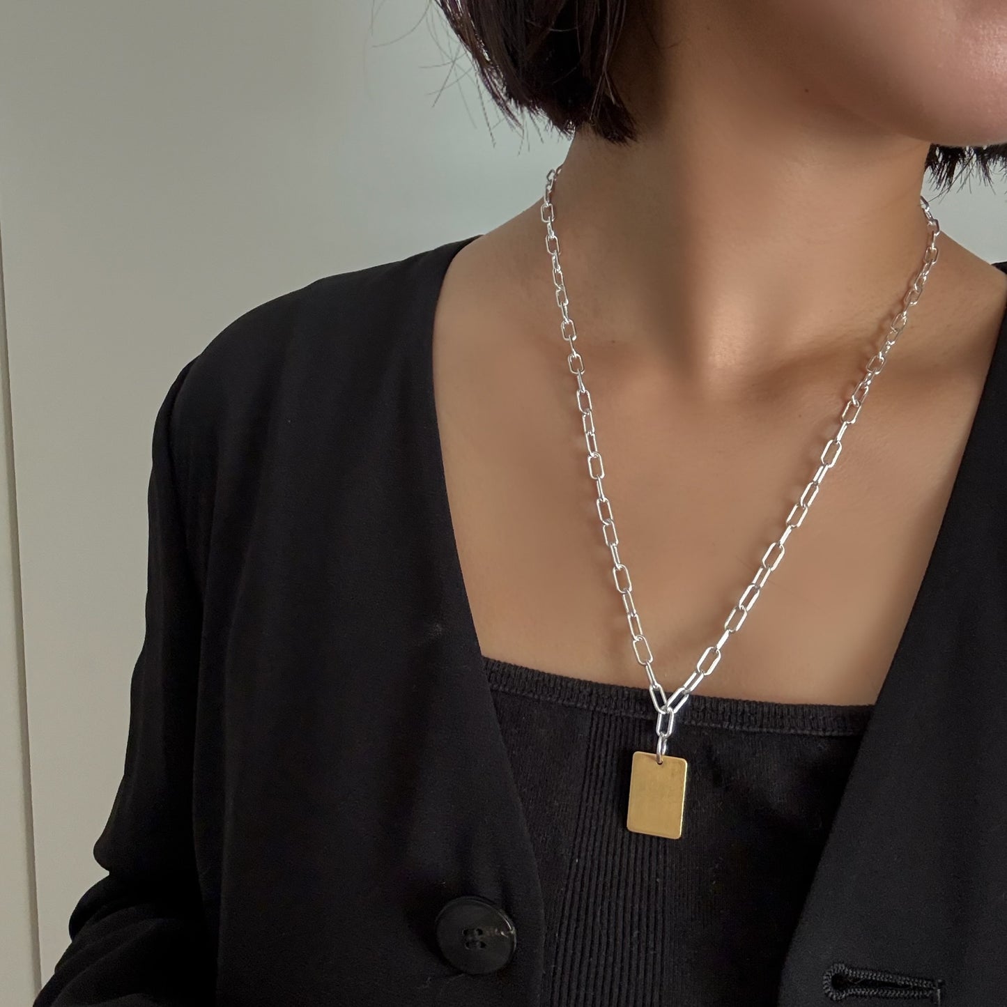 gold tag necklace