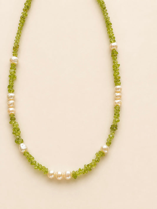 peridot & pearl necklace