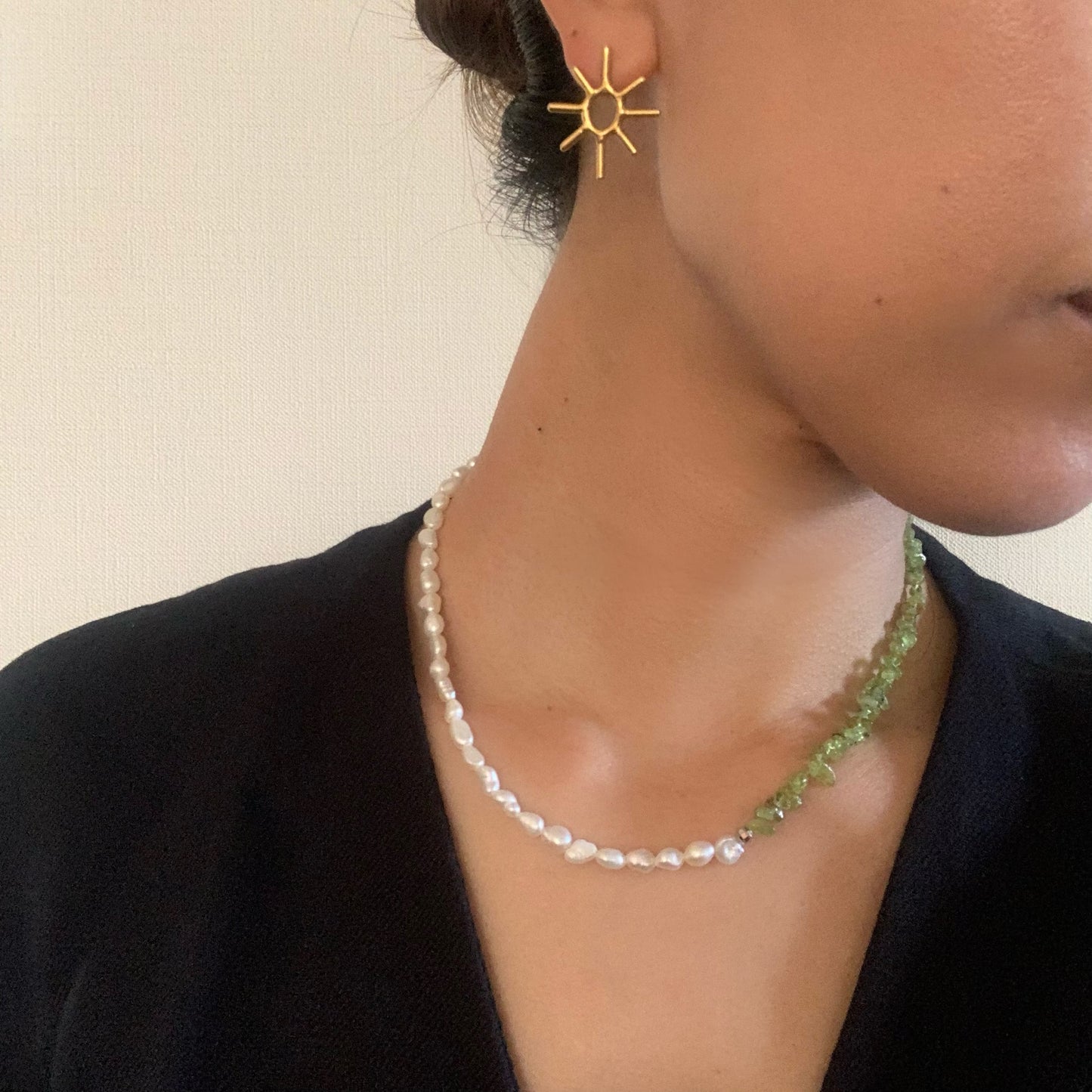 peridot & pearl necklace