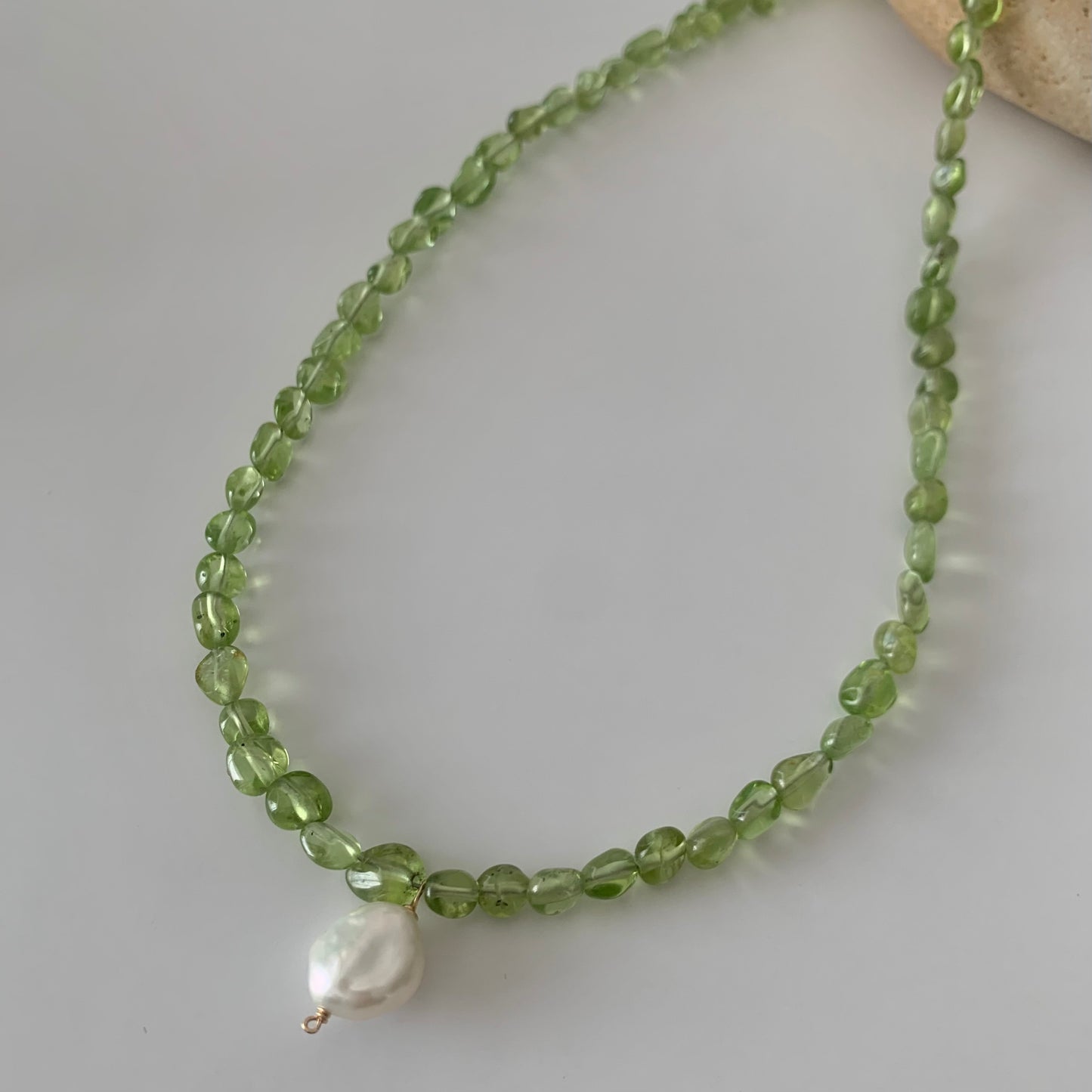 peridot & pearl necklace