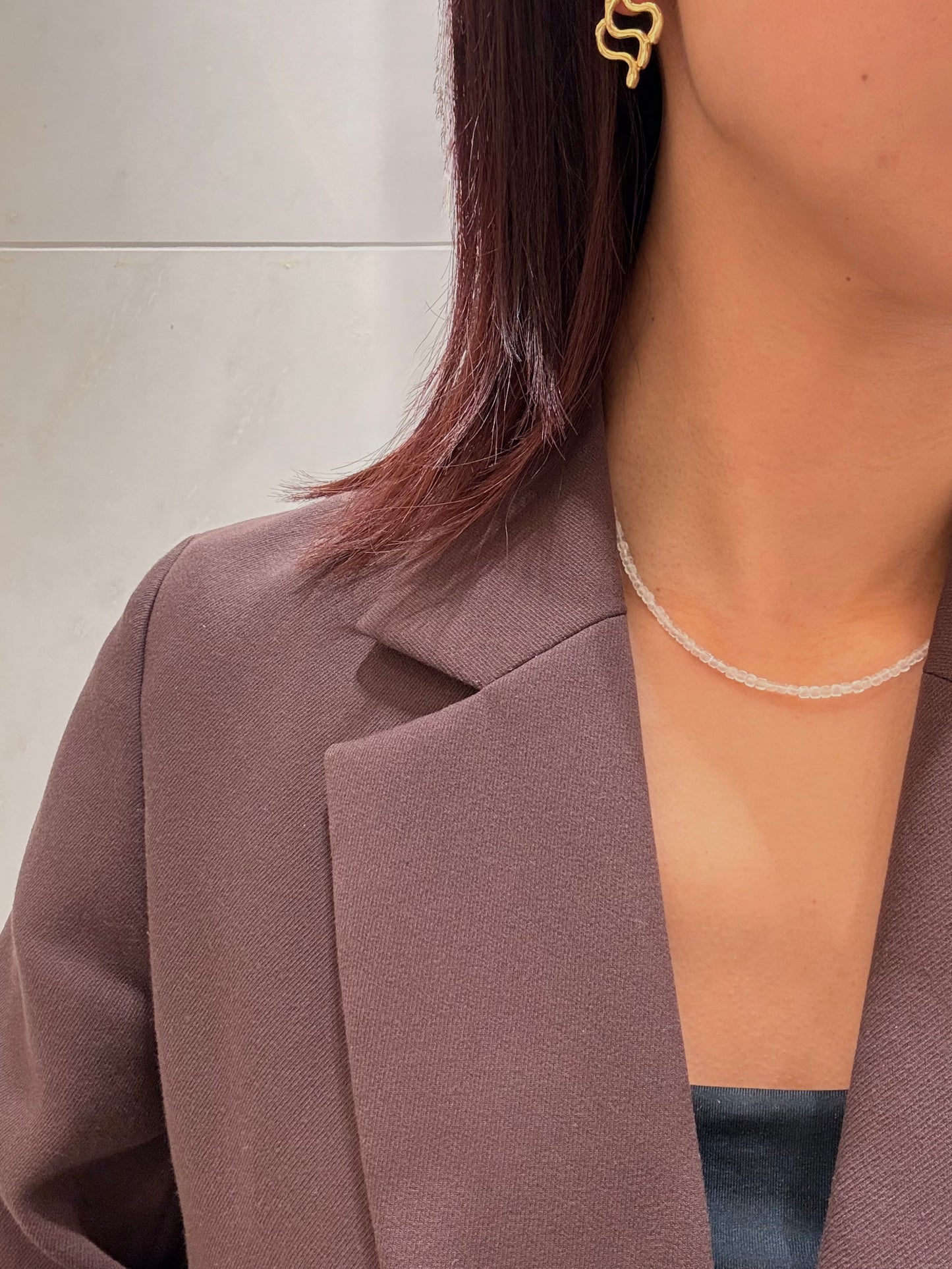 stone beads necklace -CR