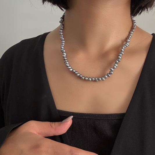 grey pearl necklace