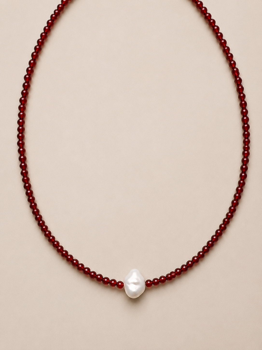 Carnelian pearl necklace