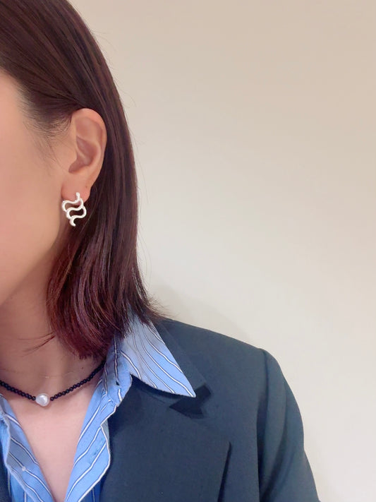 weave pattern pierce/ earring