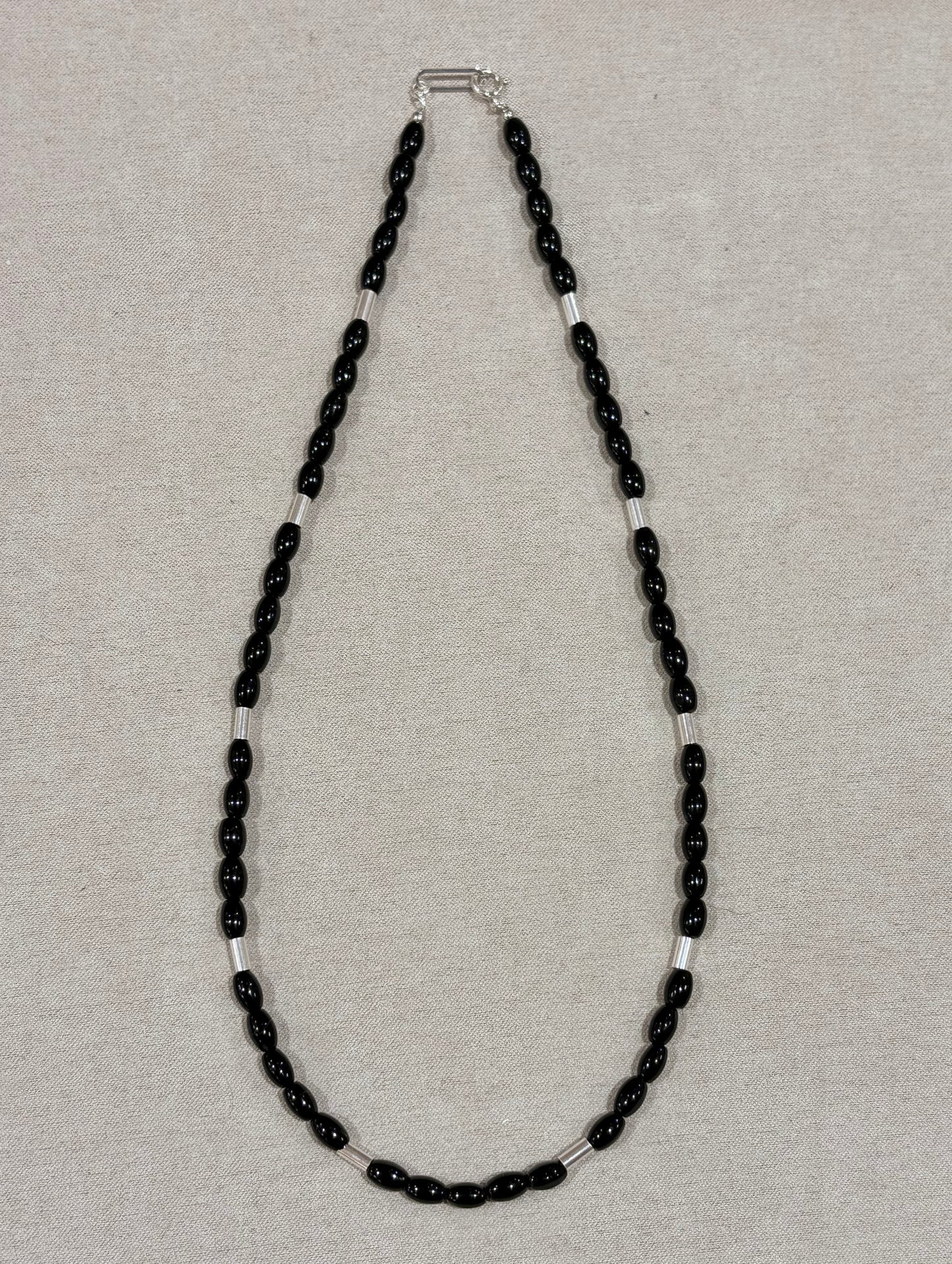 Onyx silver beads necklace