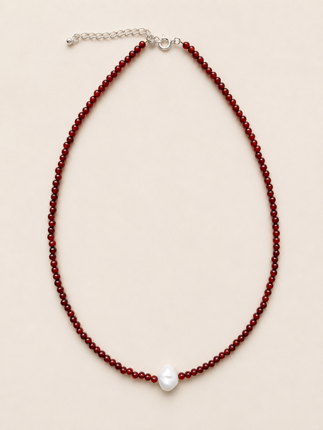 Carnelian pearl necklace