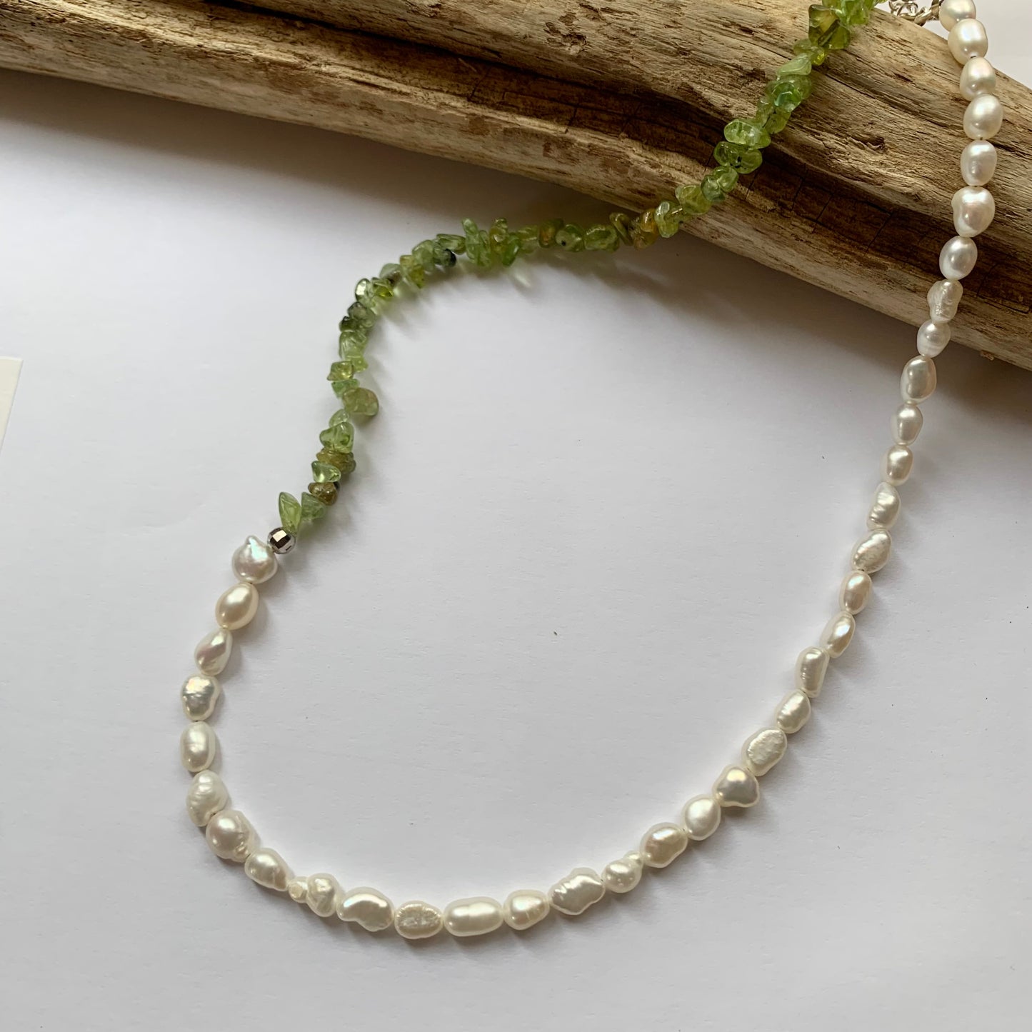 peridot & pearl necklace