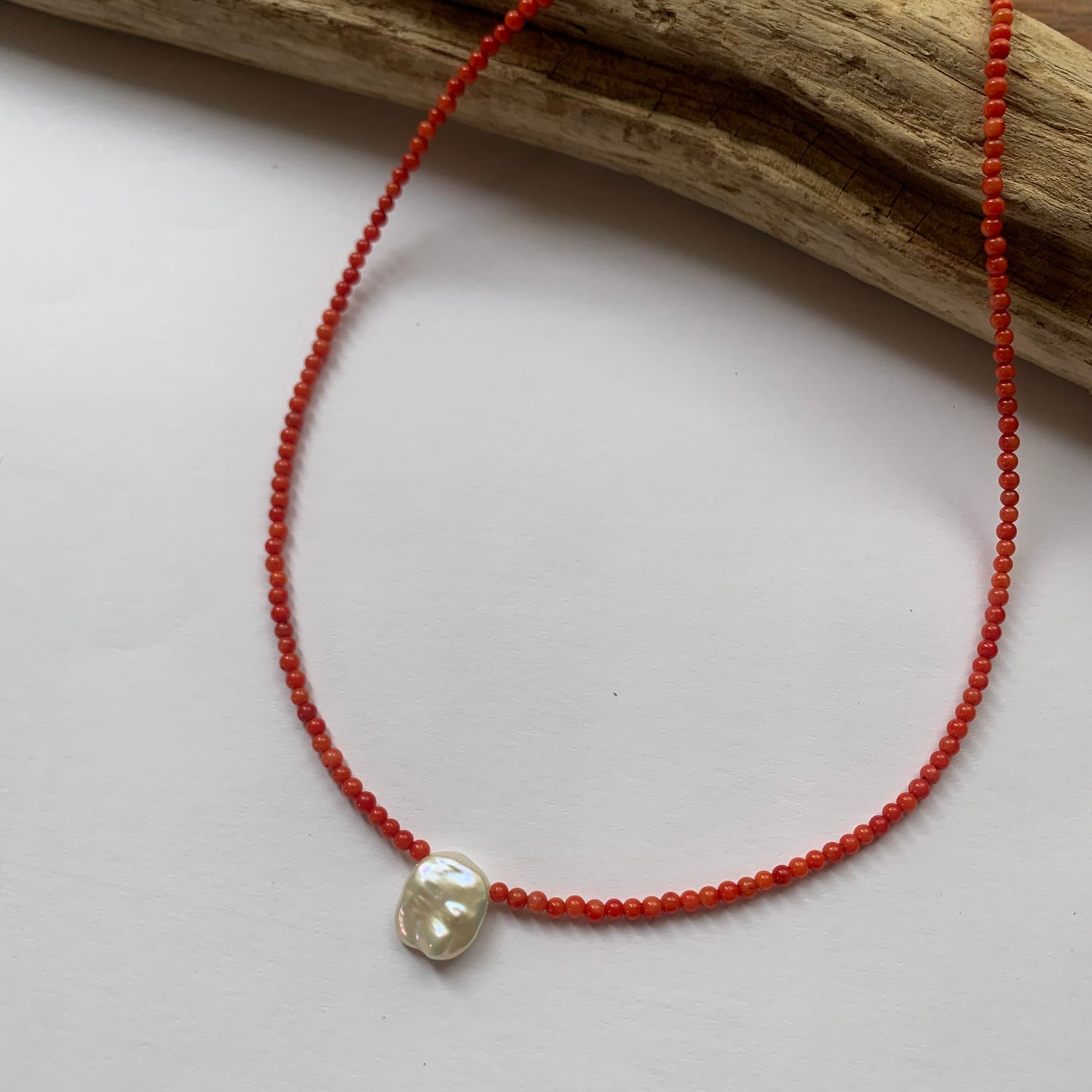 coral & pearl necklace